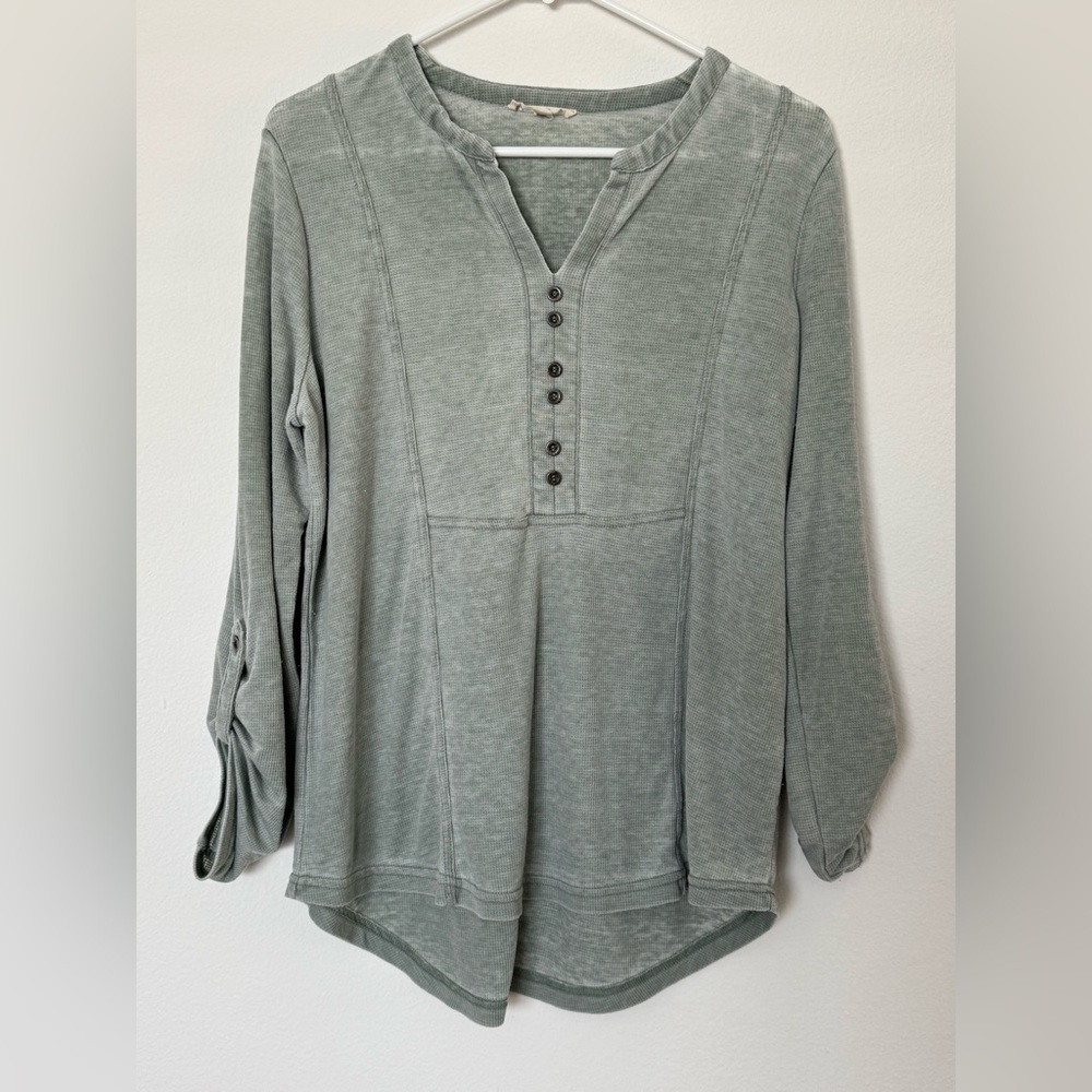 Jane and Delancey Sage Green Long Sleeve Henley
